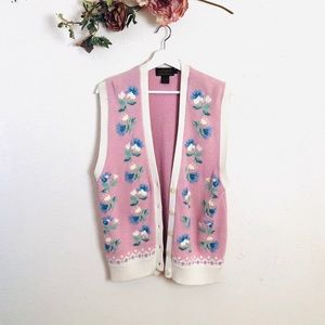 Vintage Eddie Bauer Link Floral Knit Waistcoat Lge